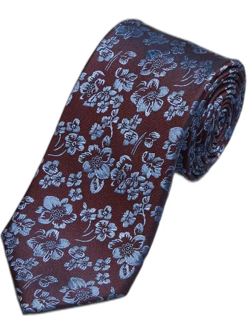 JoS. A. Bank Men's Traveler Collection Floating Fiori Floral Tie, Wine, One