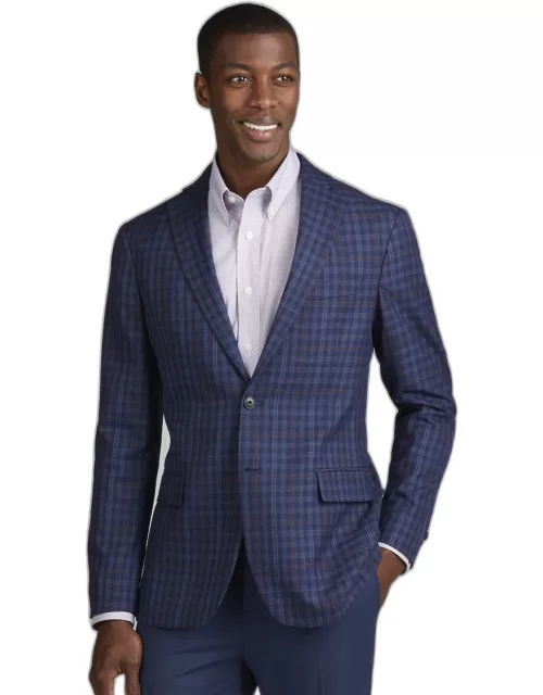 JoS. A. Bank Men's 1905 Collection Tailored Fit Plaid Sportcoat, Navy, 41 Regular