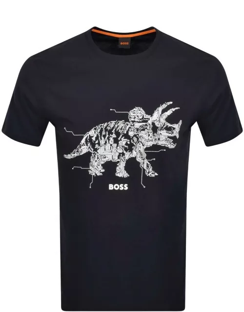 BOSS Te Rassic Logo T Shirt Navy