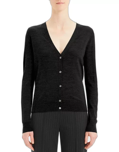 V-Neck Button-Front Regal Wool Cardigan