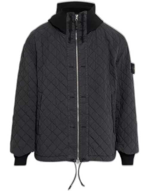 Men's Diamond Quilted Hooded Jacket