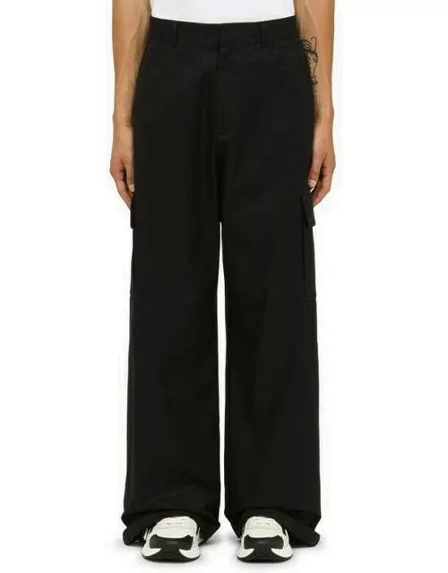 Black cotton cargo trouser