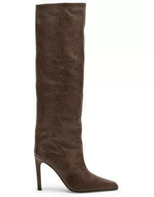 High brown shaded leather boot