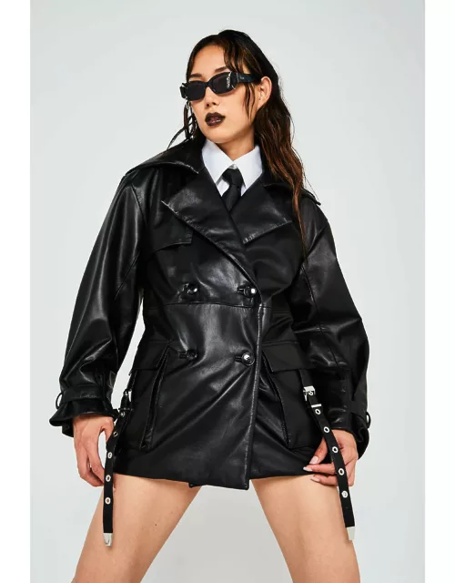ROGUE CROPPED TRENCH COAT BLACK