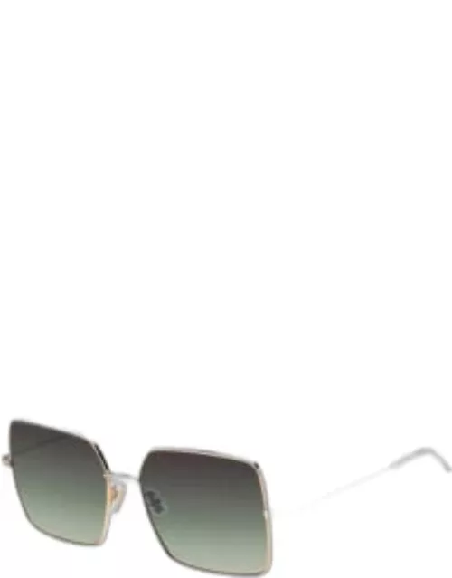 Gold-tone sunglasses with green end-tips Women's Eyewear