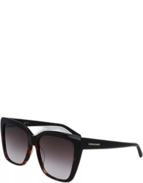 Sleek Logo Acetate Square Sunglasse