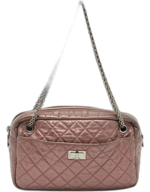 Chanel Metallic Old Rose Crinkled Quilted Leather Reissue Camera Bag