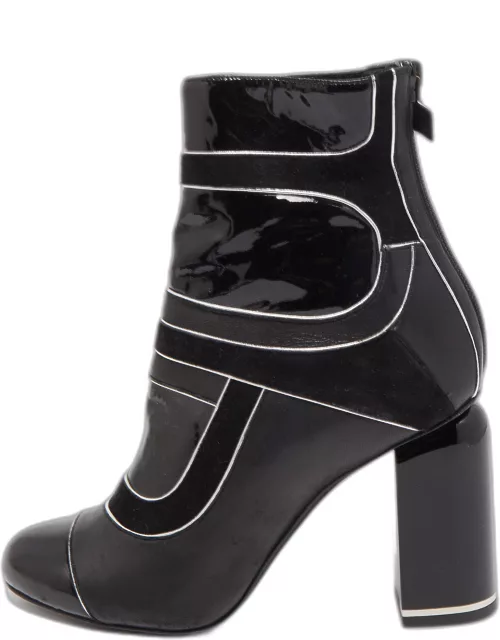 Pierre Hardy Black Patent and Leather Zip Up Ankle Boot