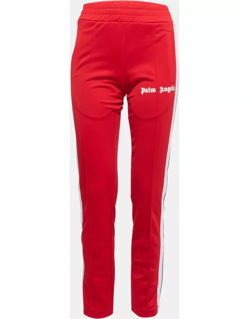 Palm Angels Red Jersey Stripe Detail Track Pants