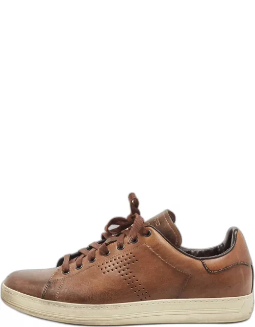 Tom Ford Brown Leather Low Top Sneaker