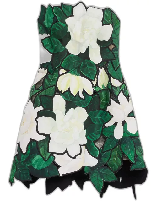Gardenia Faille Embroidered Cutout Mini Dres