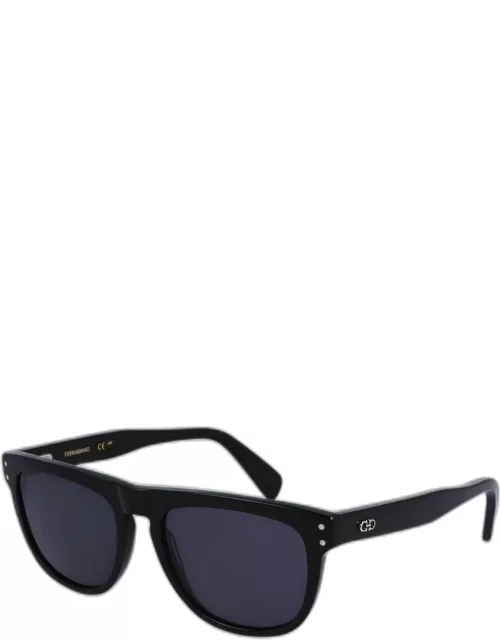 Men's Gancini Tea Cup Acetate Rectangle Sunglasse