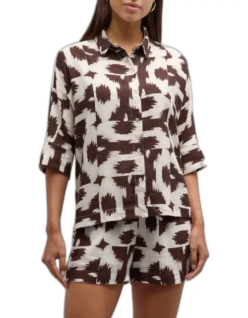Cropped Wide Button-Front Shirt