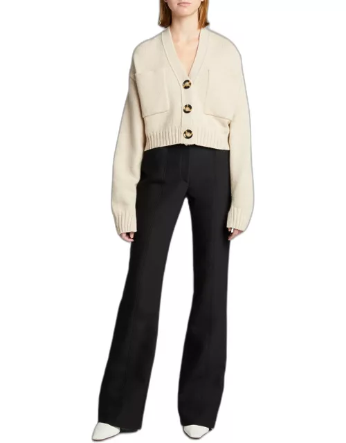 Solid Cropped Cashmere Cardigan