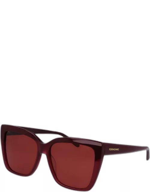 Sleek Logo Acetate Square Sunglasse