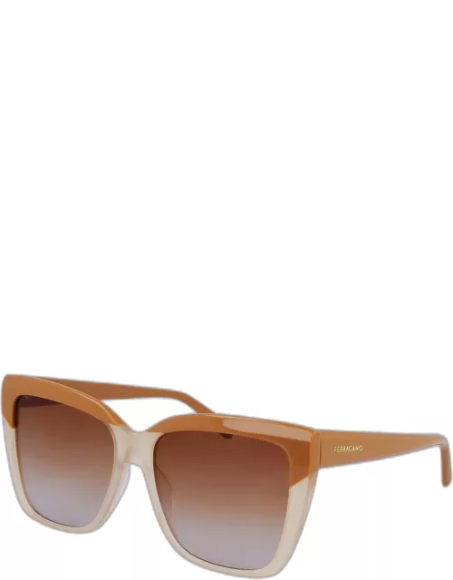 Sleek Logo Acetate Square Sunglasse