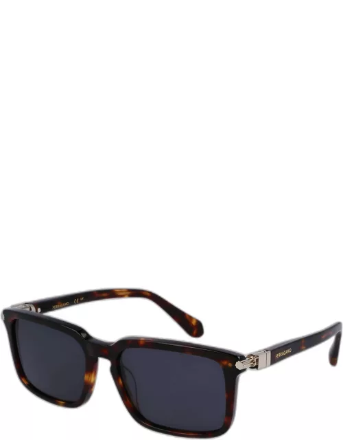 Men's Gancini Evolution Acetate Rectangle Sunglasse