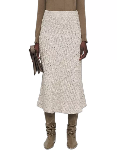Straight Cable-Knit Midi Skirt