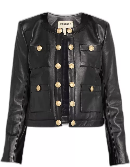 Jayde Collarless Leather Jacket