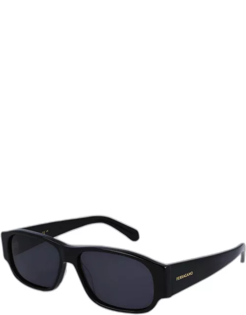 Men's Classic Logo Acetate Rectangle Sunglasse