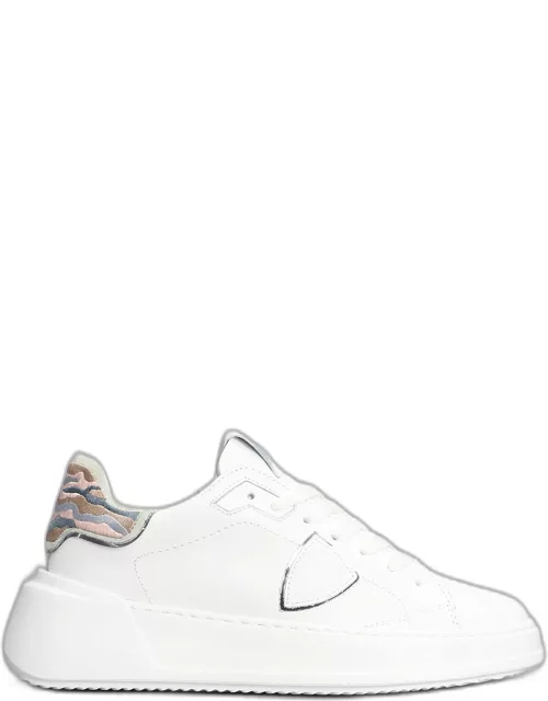 Philippe Model Tres Temple Sneakers In White Leather