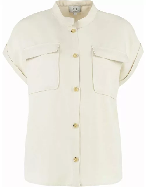 Woolrich Short Sleeve Linen Blend Shirt