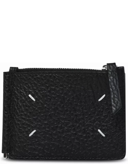 Maison Margiela Four Stitches Black Hammered Leather Wallet