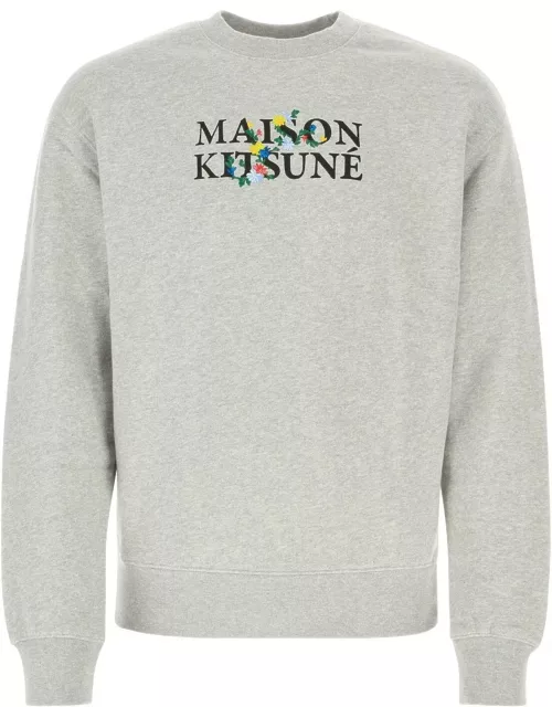Maison Kitsuné Melange Grey Cotton Sweatshirt