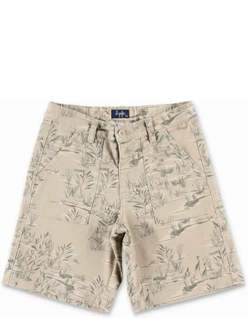 Il Gufo Bermuda Shorts In Marsh-print Canva