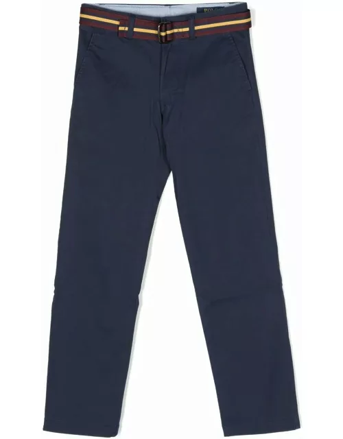 Ralph Lauren Twill Flex Abrasion Trousers In Navy Blue Newport