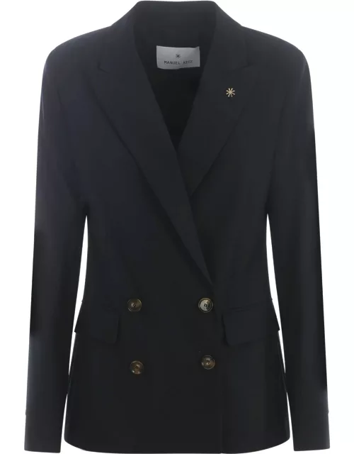 Double-breasted Jacket Manuel Ritz In Stretch Wool Blend