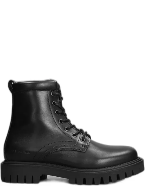 Tommy Hilfiger Combat Boots In Black Leather