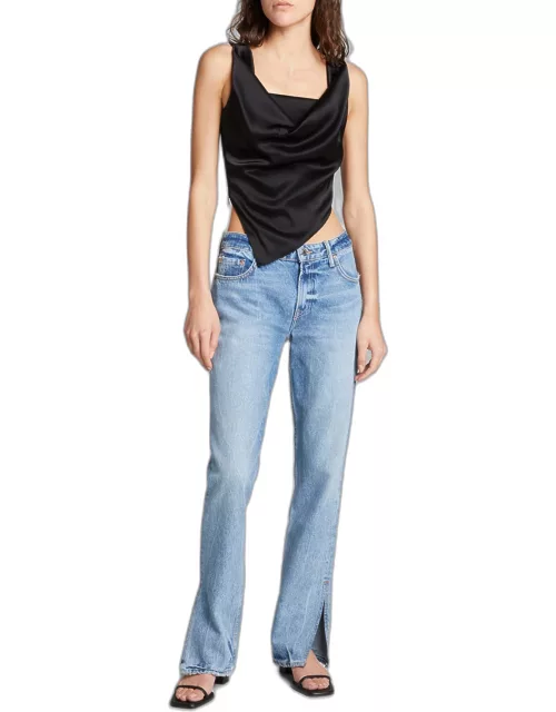 Hailey Low-Rise Straight Jeans with Split