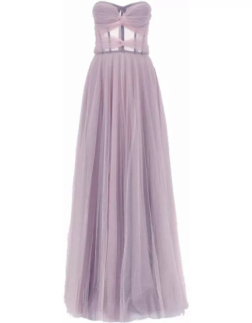 Lilac tulle long bustier dres