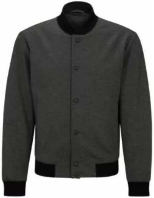 Slim-fit jacket in interlock jersey with branded poppers- Dark Grey Men's Sport Coat