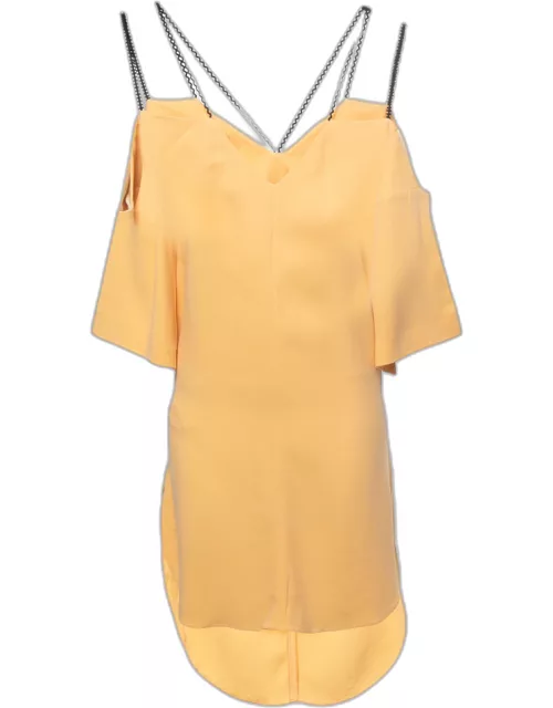 Roland Mouret Yellow Crepe Off-Shoulder Belted Conway Dress