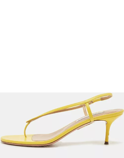 Aquazzura Yellow Leather Slingback Sandal