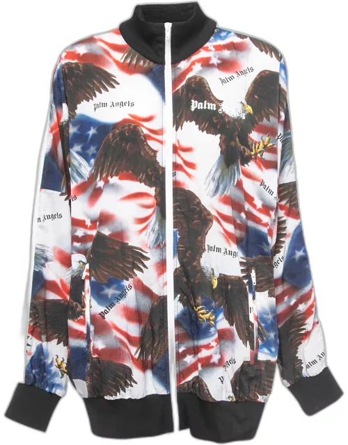 Palm Angels Multicolor Eagle Printed Nylon Zip Front Jacket