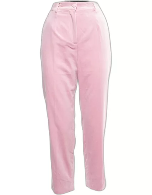 Dolce & Gabbana Pink Velvet Tapered Trousers