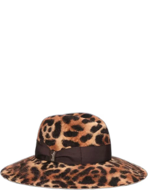 Sophie Leopard-Print Felt Fedora Hat