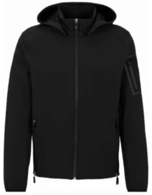 Water-repellent regular-fit jacket with removable hood- Black Men's Casual Jacket