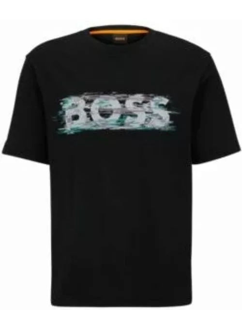 Cotton-jersey relaxed-fit T-shirt with logo artwork- Black Men's T-Shirt