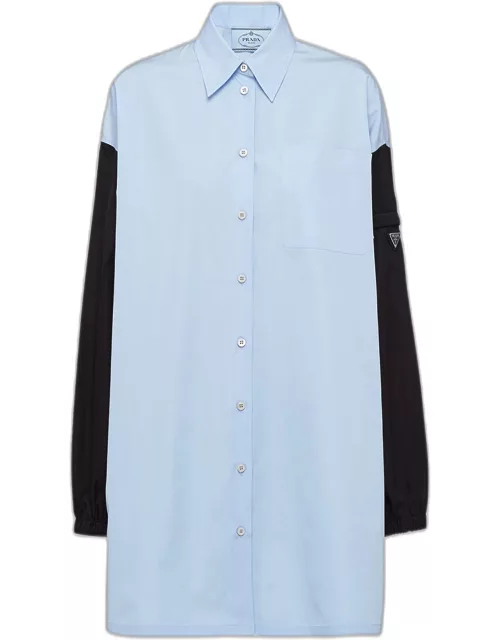 Button-Down Poplin Shirtdress with Re-Nylon Sleeve
