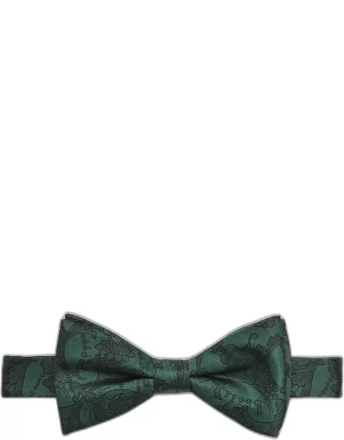 JoS. A. Bank Men's Stylized Floral Pre-Tied Bow Tie, Dark Green, One