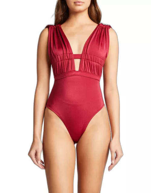 Athena Plunging High-Cut One-Piece Swimsuit