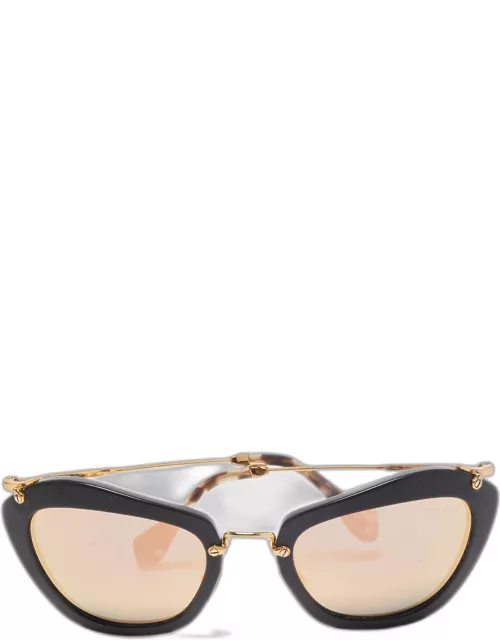 Miu Miu Black Mirrored SMU 10N Cat Eye Sunglasse
