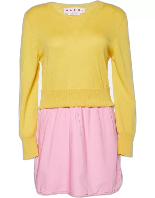 Marni Yellow Knit & Pink Cotton Layered Sweater