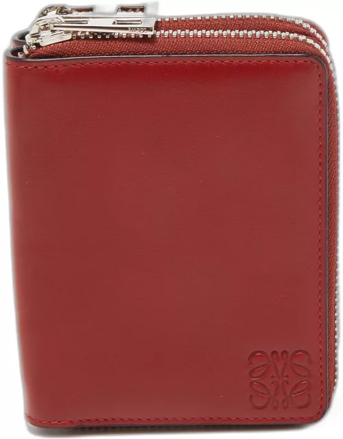 Loewe Red Anagram Leather Double Zip Wallet