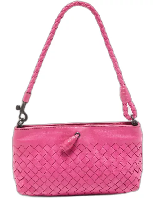 Bottega Veneta Pink Intrecciato Leather Magnetic Clutch Bag