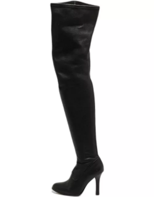 Jimmy Choo For H & M Black Leather Thigh High Boot